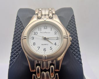 Vintage Philip Mercier quartz stainless steel/silvertone watch.