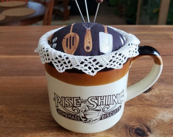 Vintage Hardee's Rise and Shine Coffee Mug Pincushion