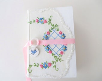 Journal / Memory Keeper With Vintage Hand Embroidery Cover