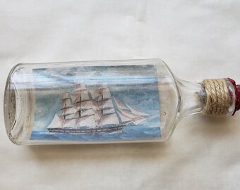 Ship in a Bottle, Edgar Allan Poe, Antique Medicine Bottle