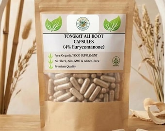 Tongkat Ali 200:1 Root Extract Capsules - 4% Eurycomanone Vegan Supplement