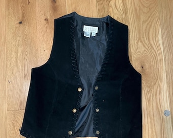 Gilet western en cuir noir