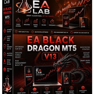 Expert Advisor EA Black Dragon MT5 V13 / Forex, Robot di trading automatizzato XAUUSD (Download digitale)