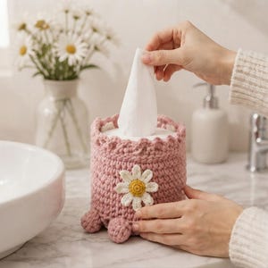 Daisy Crochet Toilet Paper Holder Pattern PDF, Bathroom Decor Crochet Pattern, Crochet Pattern PDF, Amigurumi Toilet Paper Holder Pattern