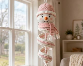 Crochet Spinning Snowman Pattern PDF, Christmas Amigurumi Ornament, Twister Snowman Crochet Tutorial, Hanging Holiday Decor,Instant Download