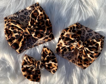 Leopard is the New Black Bow, Headwraps, Bow on Nylon, Clips, Piggies, Messy Bow, Topknot, Double Stacked, Shredded, Texas Size