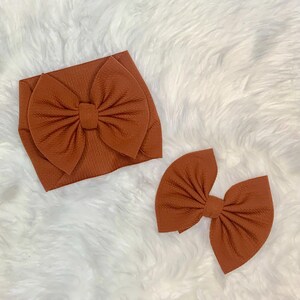 Rust Bow, Headwraps, Bow on Nylon, Clips, Piggies, Messy Bow, Topknot, Double Stacked, Shredded, Texas Size