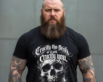 Christian Skull Shirt, Galatians 5:24 Bible Verse Tee, Comfort Colors Christian Apparel