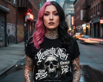 メメント・モリ スカル 死ぬことを忘れるな イエスに従うな Tシャツ