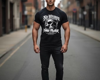 武器はどれも成功しない スカルグラフィックTシャツ | キリスト教信仰の聖句Tシャツ
