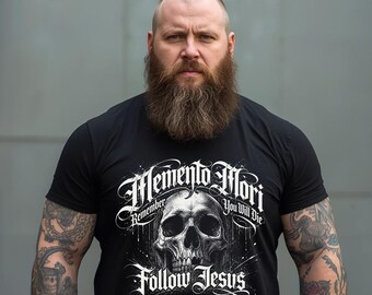 メメント・モリ スカル フォロー・ジーザス Tシャツ | クリスチャン ゴシック Tシャツ