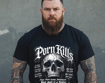 Porn Kills Your Body Is A Temple, Comfort Colors Christian Skull Shirt, Bible Verse Shirt, First Corinthians 6:18, Christian Gift