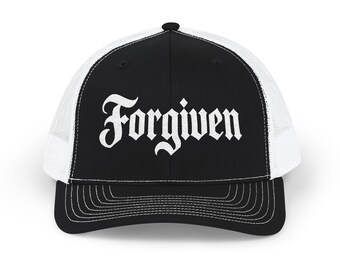 Forgiven Snapback Cap | Trucker Hat, Gothic Script