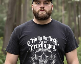 Comfort Colors Christian Skull Shirt, Galatians 5:24 Bible Verse Tee