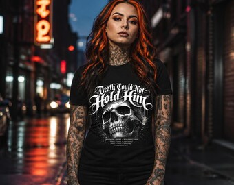 死は彼を拘束できなかった スカルグラフィックTシャツ | ゴシッククリスチャンメタル