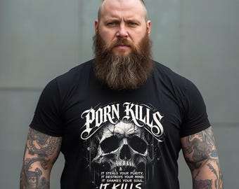 Porn Kills It Steals Your Purity Destroys Your Mind, Comfort Colors Christian Skull Shirt, First Corinthians 6:18, Christian Gift