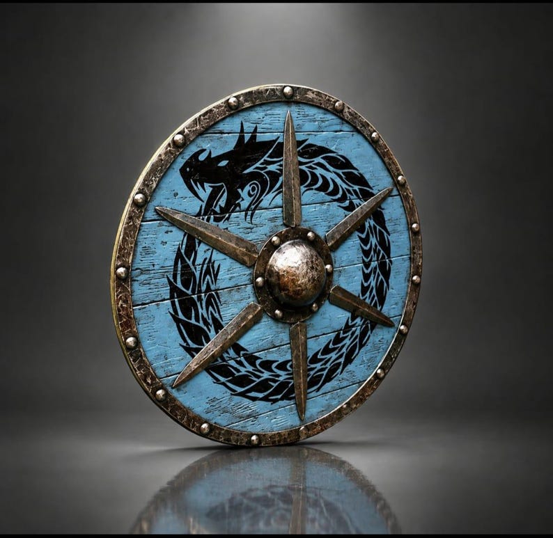 Handmade Viking Dragon Shield | Norse Wooden Battle Shield, Wall Decor ...