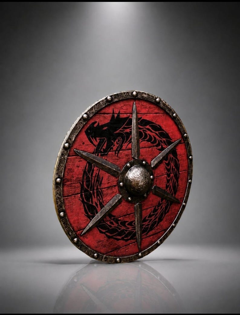 Handmade Viking Dragon Shield | Norse Wooden Battle Shield, Wall Decor ...