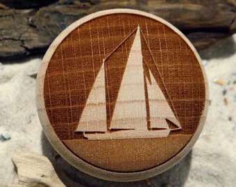 Muebles Knob Ketsch Yacht Sailor grabado madera haya velero marítimo decoración con tornillo