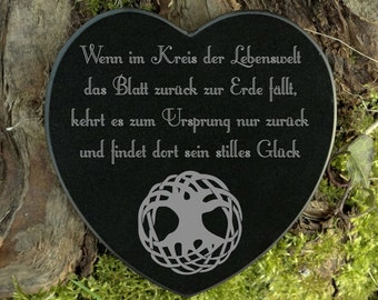 Gedenkstein Herz arbre de vie avec sentence de deuil - Décoration funèbre - Décoration funèbre en marbre poli