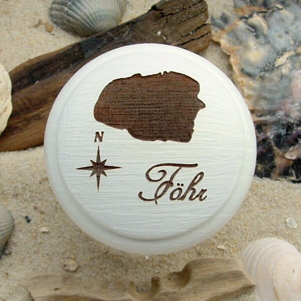 Furniture Knob Föhr North Frisian Island North Sea Beech-Furniture knob-North Frisian Islands-engraving-incl. screw