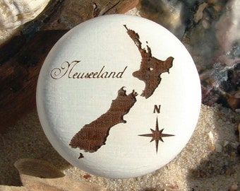 Bouton de meuble Nouvelle-Zélande NZ gravure bouton de meuble en hêtre décoration de poignée de meuble avec vis