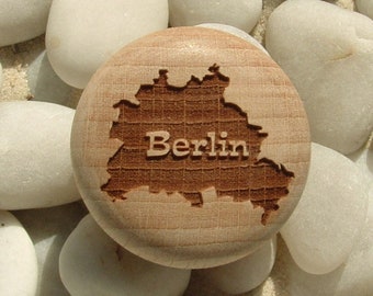 Perilla de muebles Botón de muebles de grabado de Berlín grabado madera de haya incl. tornillo