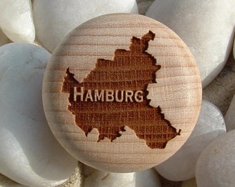 Furniture knob Hamburg Elbe Engraving Hanseatic City Furniture Button incl. screw maritim