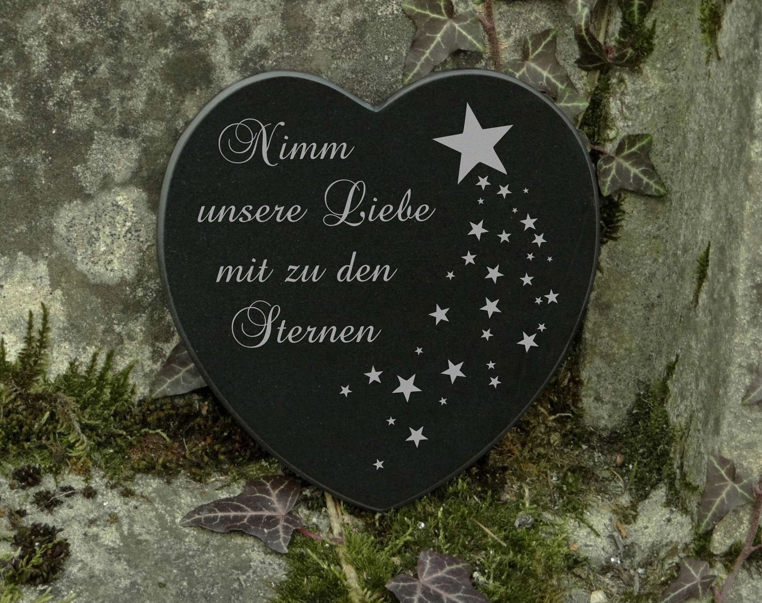 Herz Grabstecker Edelstahl 28cm - Wetterfeste Grabschmuck Mit Gravur 'Am Ende Des Regenbogens'