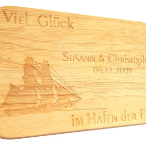 Breadboard Wedding Engraving Breakfast Board Marriage Wedding Gift with Wish Engraving Wish Text image 1