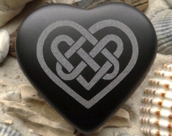 Heart Celtic Heart Engraving Talisman Lucky Charm - Celtic Art as a Great Hand Flatterer from Basalt