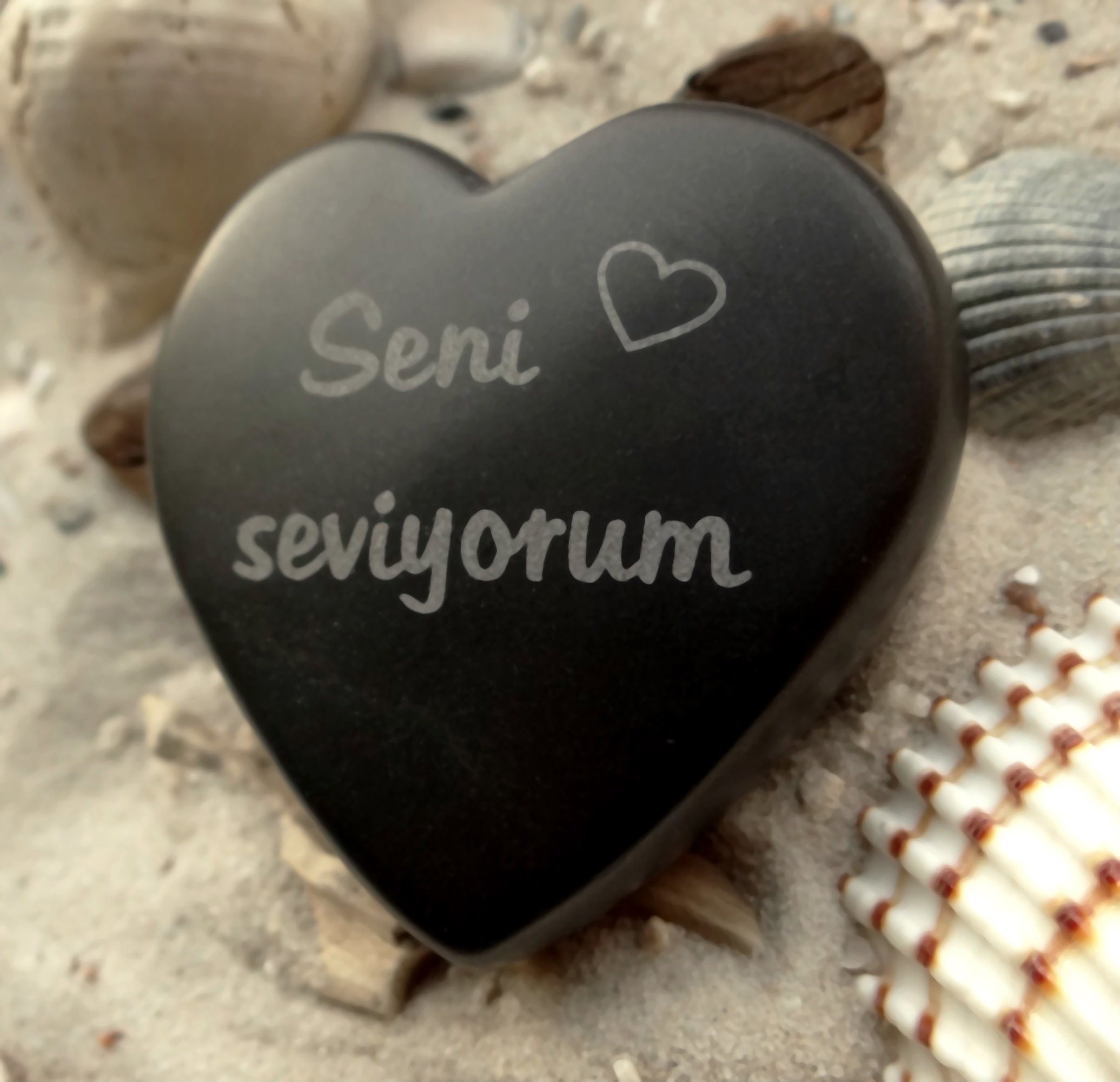 Herz Seni seviyorum türkisch Ich liebe Dich Basalt Gravur Etsy.de