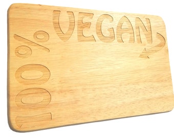Frühstücksbrett 100% vegan Gravur Holz veggie Brotbrett - Geschenk für Veganer