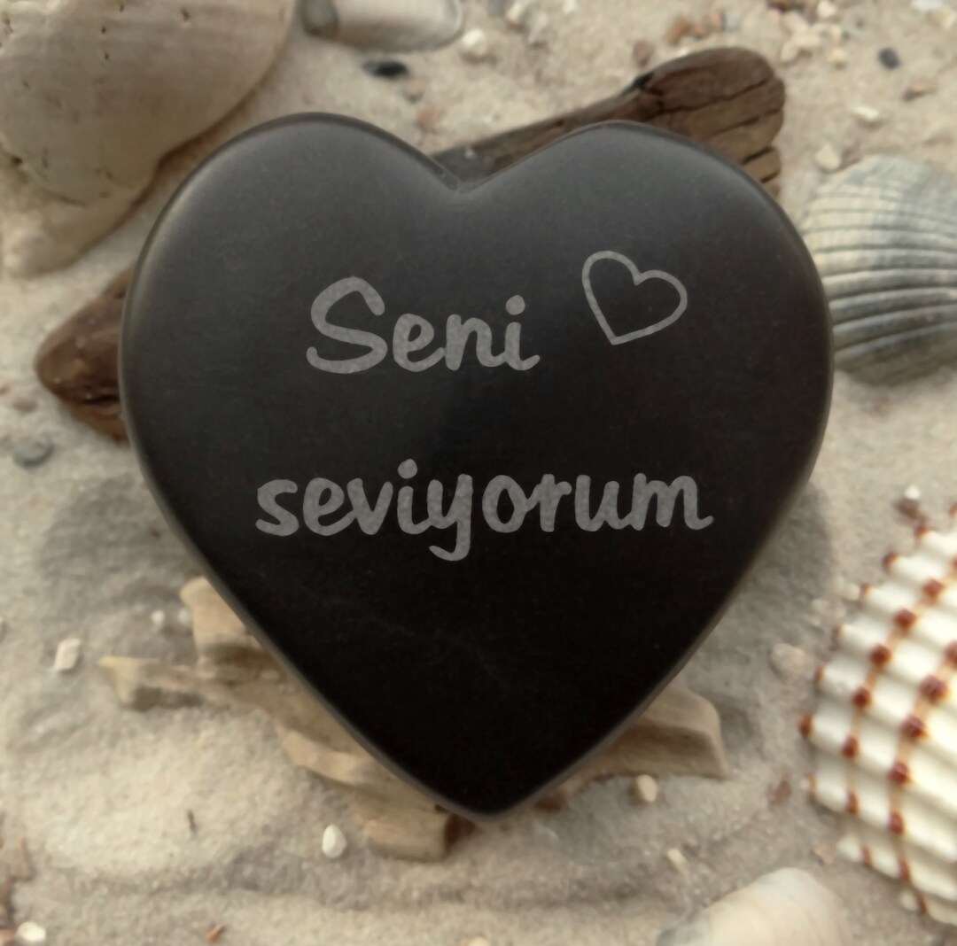 Herz Seni seviyorum türkisch Ich liebe Dich Basalt Gravur Name Datum auf der Rückseite möglich