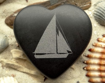 Heart Basalt Sailboat Slup Mast & Pod Break - Maritime Engraving - Gift for Sailor