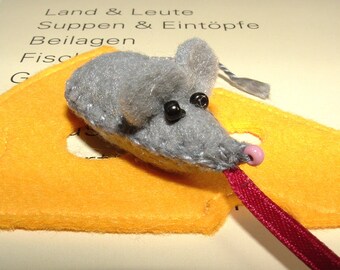 Fromage avec la souris signet - Feutre - - cadeau mignon pour les amateurs de livres