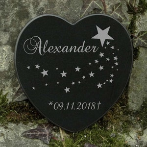 Grave Ornament Star Child Engraving Name Name Marble Grave Decoration Tombstone Angel Baby image 1