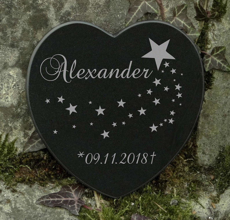 Grave Ornament Star Child Engraving Name Name Marble Grave Decoration Tombstone Angel Baby image 1