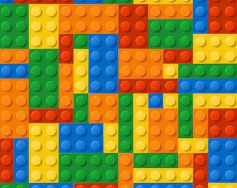 Bouwsteen Baksteenstof Lego-stijl speelgoedblokstof Rood blauw groen geeloranje blokstof 100% katoenen stof op maat gesneden