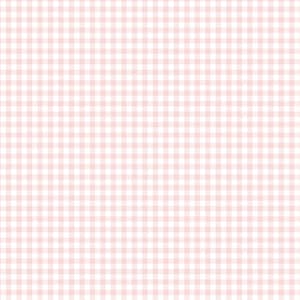 May include: A repeating gingham pattern consisting of a grid of small, light pink squares alternating with white squares. The design features a consistent, uniform check layout that covers the entire surface area in a classic, simple geometric style.