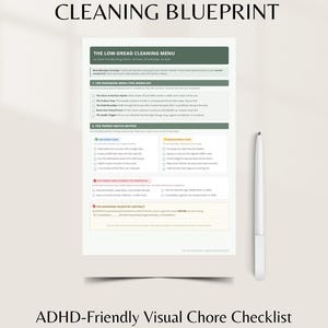 ADHD-städplanerare, checklista för sysslor med låg rädsla, neurodivergent uppgiftsspårare (PDF)