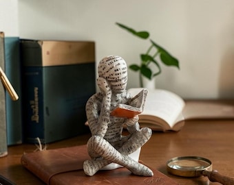 Frau lesen Figurine, Buch-Liebhaber-Geschenk, Bücherwurm-Dekor, Schreibtisch-Verzierung, lesende Skulptur, Geschenk für sie