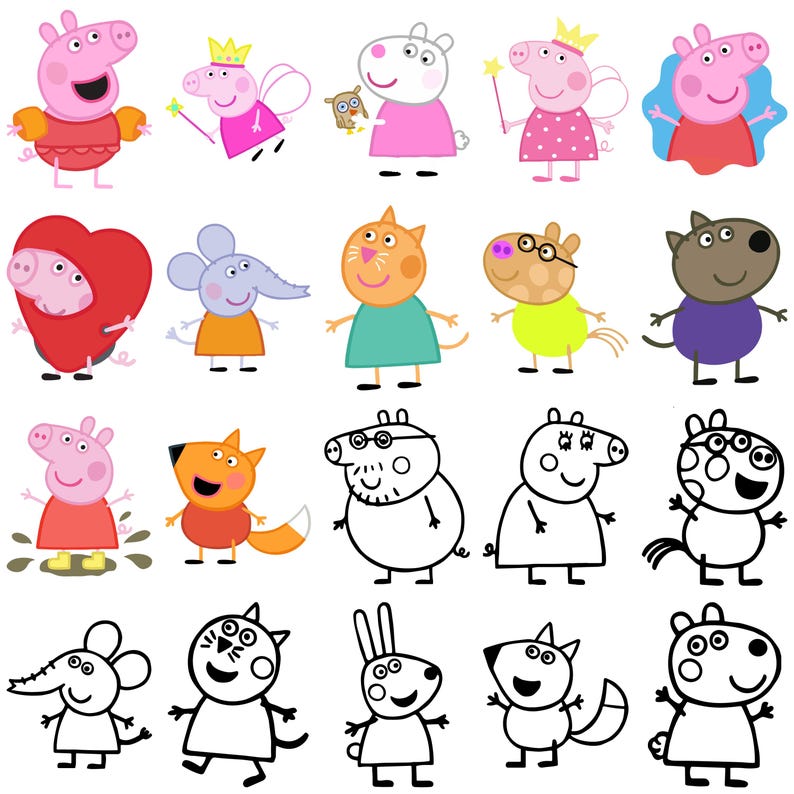 Peppa Pig PNG Bundle | Farm Animal Clipart | Kids Birthday Party