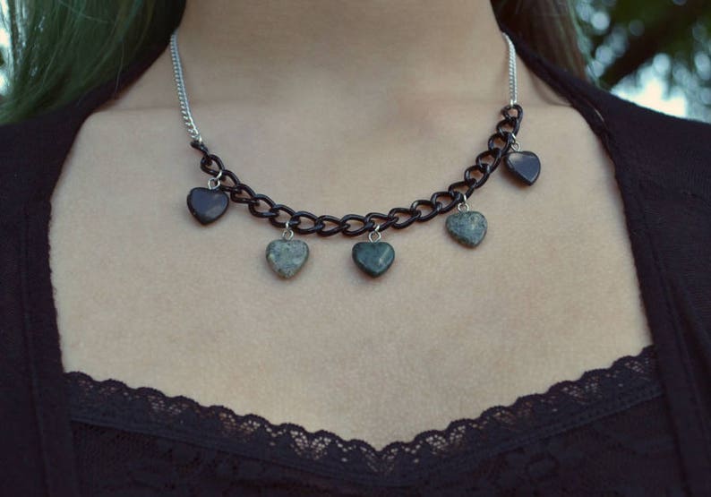 Stone Hearts Short Necklace