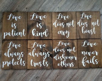 Corinthians wedding aisle 8 piece set, size 12x13, solid wood 1 inch thick