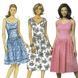UNCUT Butterick B5641 Sundress Sewing Pattern, Woman 6 8 10 12, Bust 30 to 34, Fit & Flare Dress Custom Cup Size A B C D, 2010s FF  mA