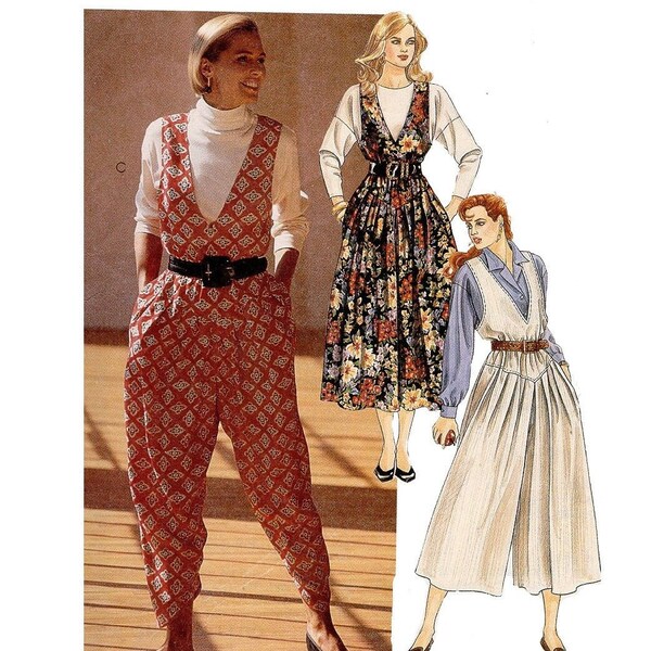 McCalls 5632 Ladies Sleeveless Jumper OR Jumpsuit Sewing Pattern, Woman Gauchos, Misses Size 12 Bust 34, Vintage 90s Uncut  mz