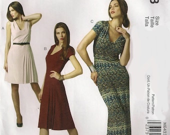 McCalls 6433 Slim Dress w/ Optional Stitched Pleats, Woman Sewing Pattern  in 3 Lengths Misses Size 4 6 8 10 Complete 2010s Uncut FF  r