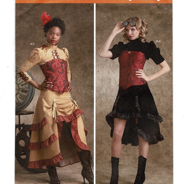 Simplicity 9007 Misses Steampunk Costume Cosplay Sewing Pattern, Bolero & Tiered Skirt Size 14 to 22, Western 1800s Clothes, Uncut