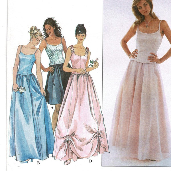 Simplicity 8499 Ladies Formal Evening Top & Skirt Sewing Pattern, Fitted Bustier Top, Gathered Long Skirt, Misses 6 8 10 Uncut FF 1990s